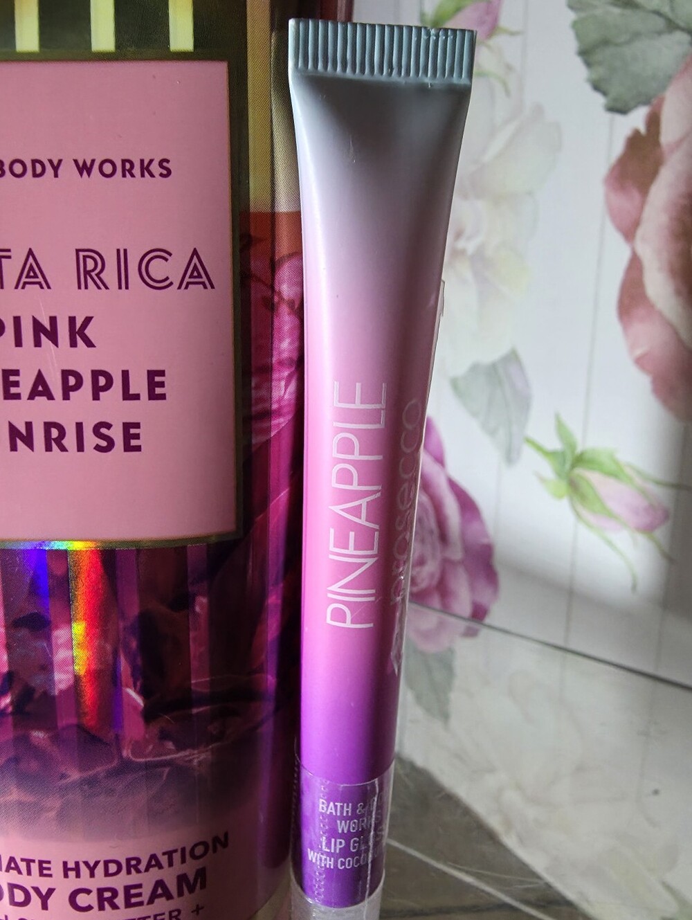 Bath & Body Works Pink Pineapple Sunrise• Costa Rica • Pineapple Lip Gloss BONUS - Picture 3 of 8